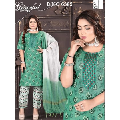 Rayon Green Color Kurta Set