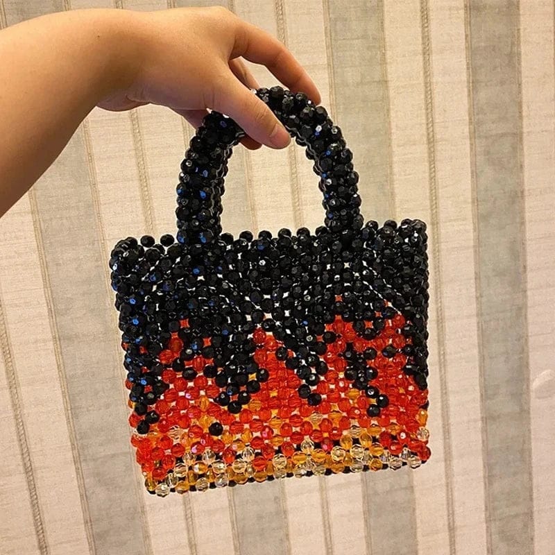 Ladies Evening Bags For Women Luxury Designer Handbag Purse New In Acrylic Beaded Braid Hollow Top Handle Small Carry Wrist