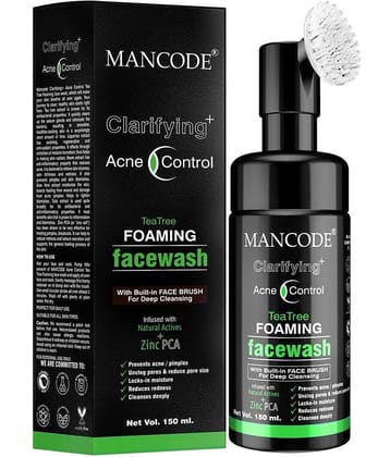 Mancode Acne Control Tea Tree Foaming Facial Wash , For Oily & Dry Skin , Anti Acne ,150 ml (Pack of 1)