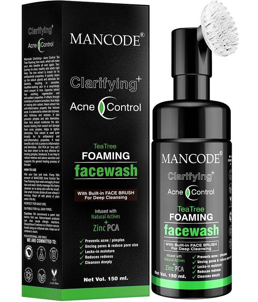 Mancode Acne Control Tea Tree Foaming Facial Wash , For Oily & Dry Skin , Anti Acne ,150 ml (Pack of 1)