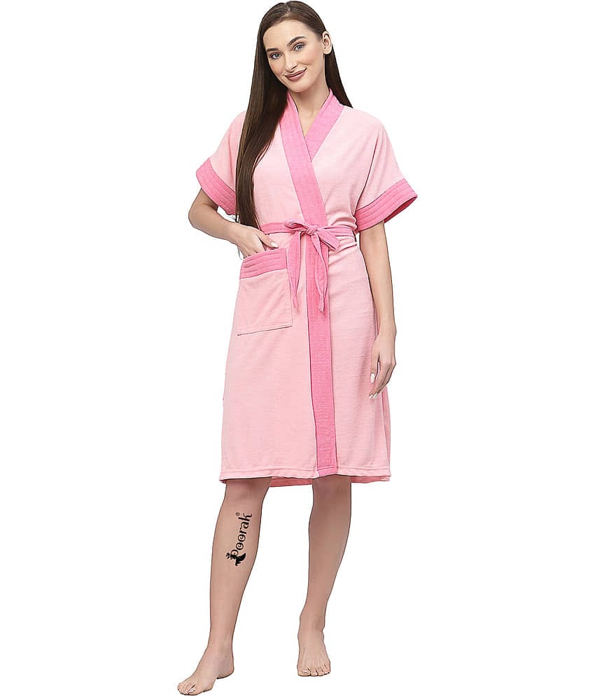 Poorak Pink Free Size Bathrobe ( Pack of 1 )