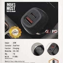 30W Car Charger Black