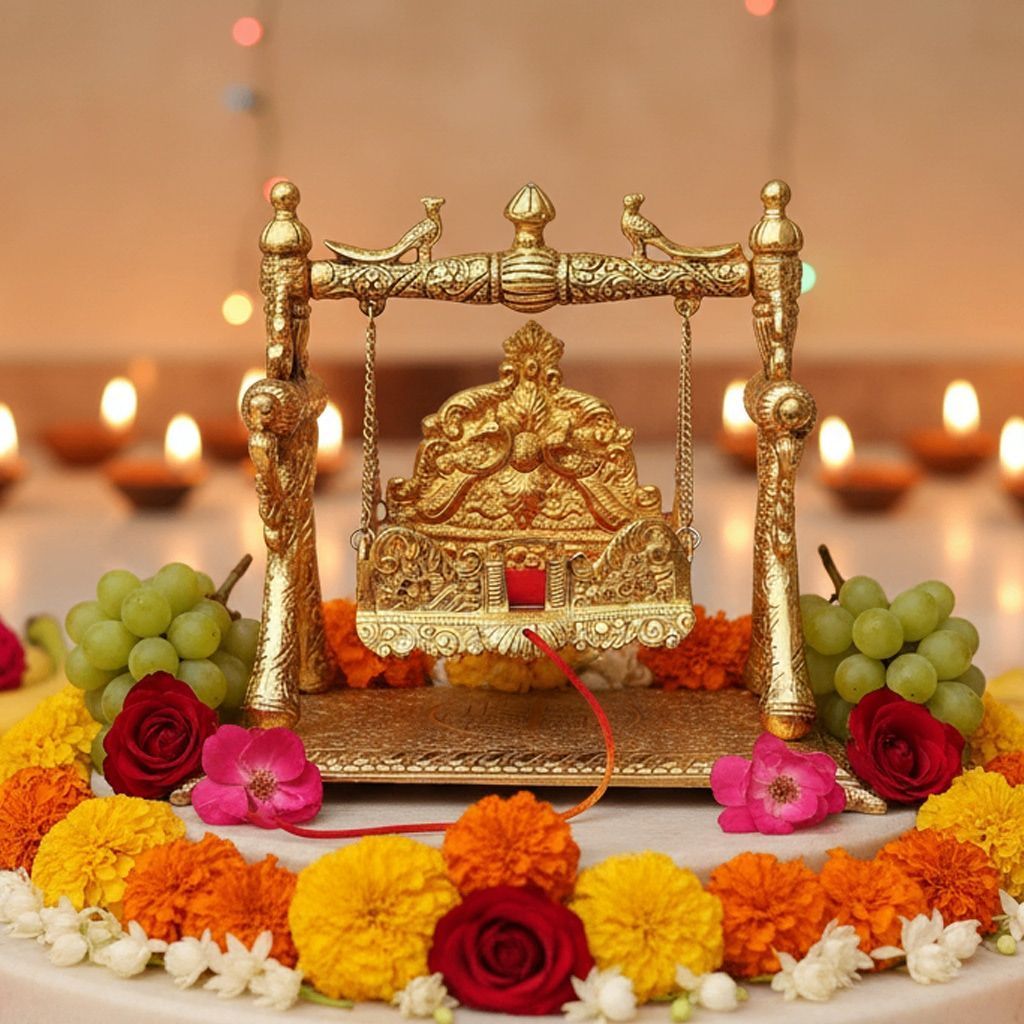 Aluminium Showpiece Laddu Gopal Jhula (ASMAS258 B)