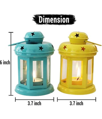 Being Nawab Multicolour Table Top and Hanging Iron Tea Light Holder - Pack of 2