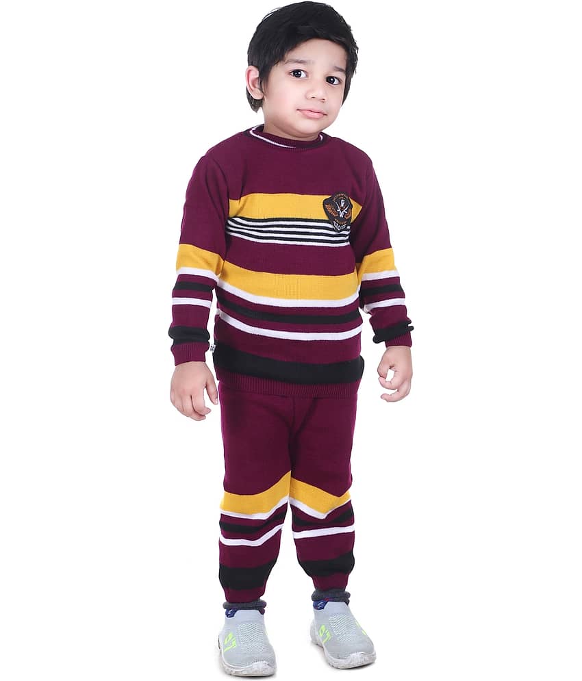 GTWO Woolen Knitted Full Sleeves Winter Warm Pullover Sweater with Pajami/Top and Bottom Set for Kids Baby Boys & Girls (Pack of 1)