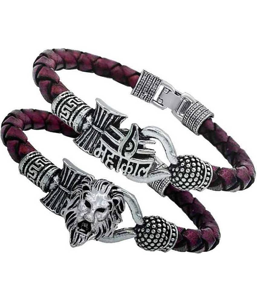 Rudra Leather, Brass Silver-plated Bracelet (Pack of 2)