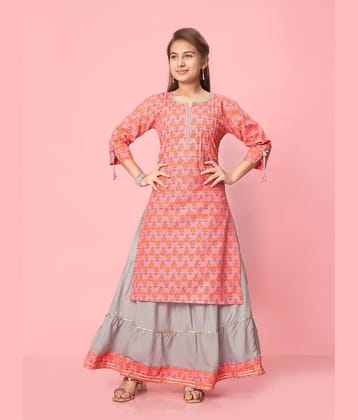 Aarika Girls Cotton Kurta and Sharara Set ( Pack of 1 , Red )