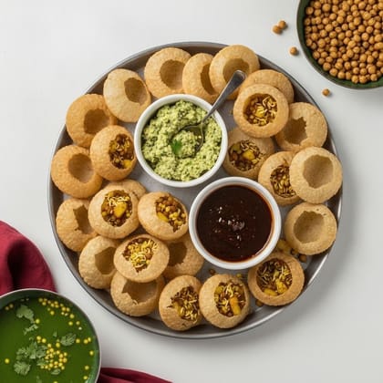 Classic Pani Puri Ready-to-Assemble Kit - 1 kg - One box containing complete Pani Puri set
