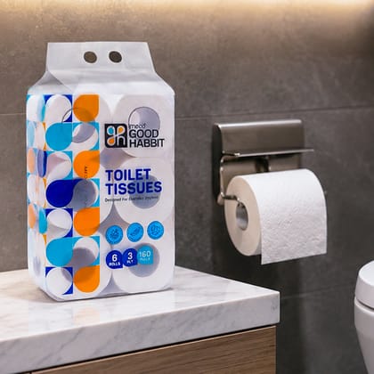 Imeco India Good Habbit Toilet Tissues (3 Ply, 160 Pulls, Pack of 6) | Extra Soft & Absorbent | Daily Hygiene