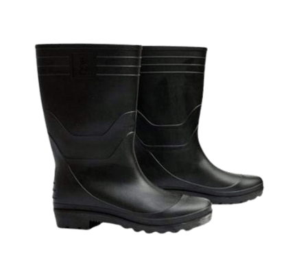 Men's Gum Boot Safety Shoes with Steel Toe Black color (Size-10)