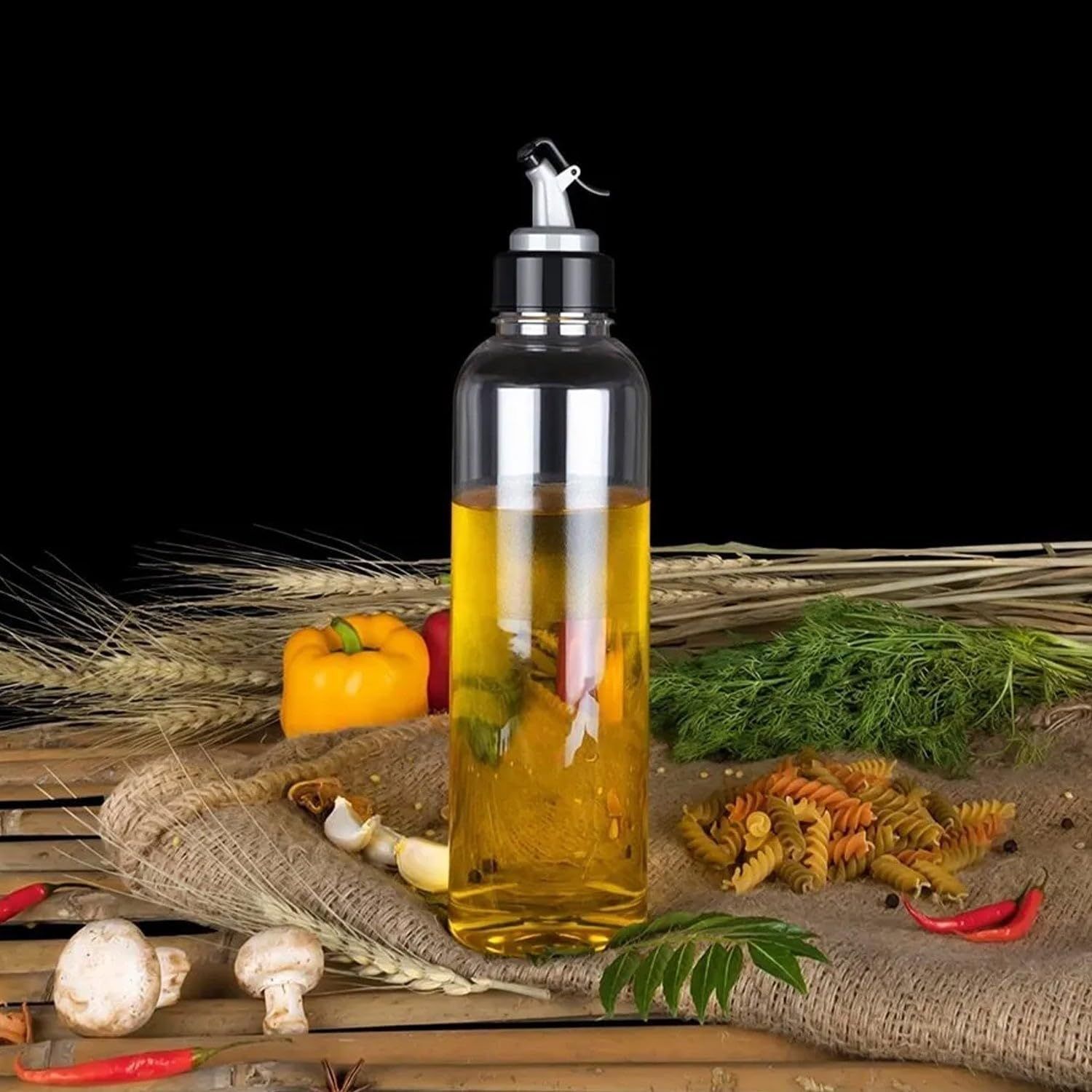DHRUVINSRI Leak-Proof Transparent Plastic Oil Dispenser Bottle – Ideal for Storing and Dispensing Oil with Ease