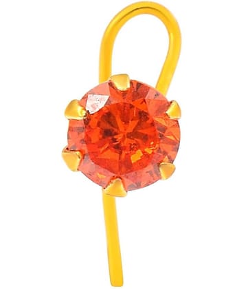 ADMIER Gold plated brass round shape faux orange diamond cz fashion nose pin for girls women