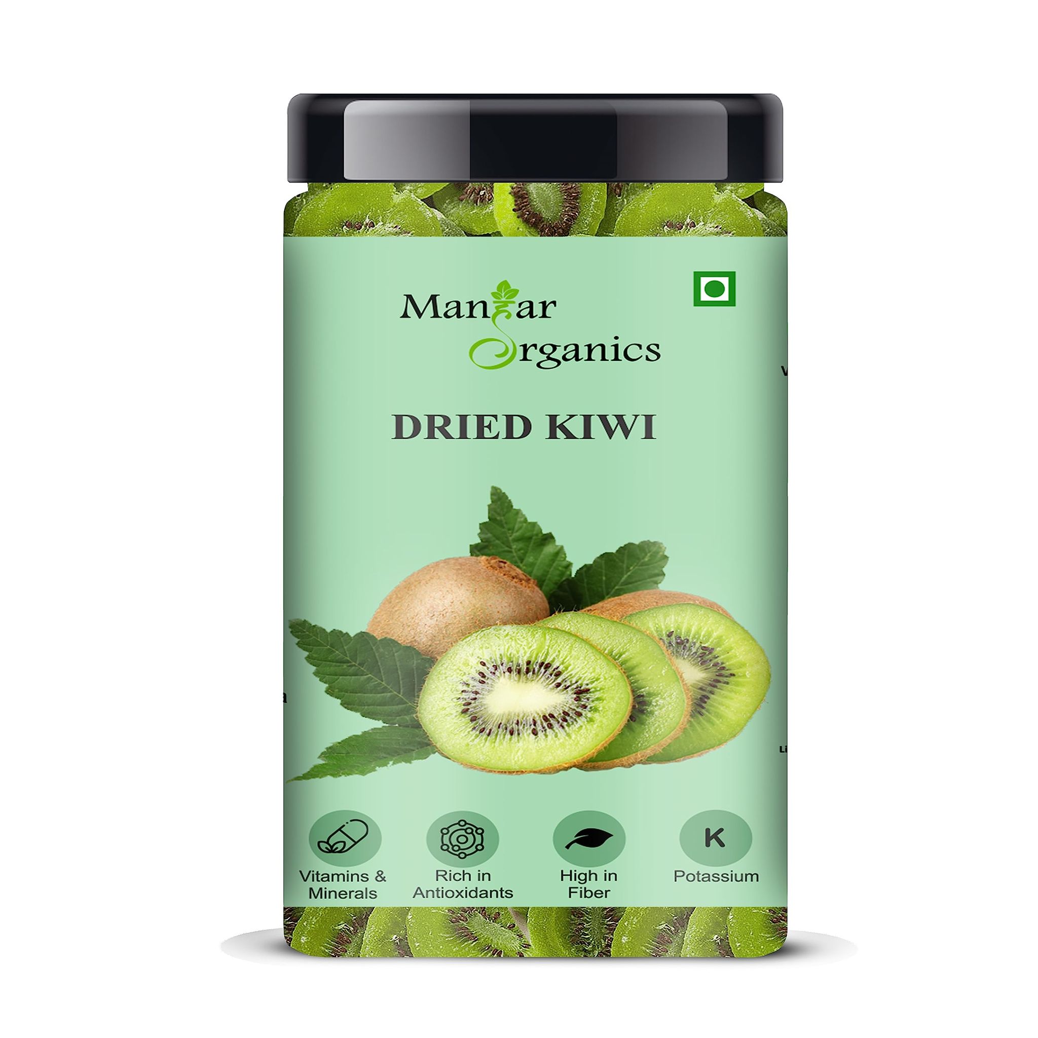 ManHar Organics Dried Kiwi Slices Jar 450gm | Sweet & Tangy Snack | Rich in Vitamin C, Fiber & Antioxidants | No Added Preservatives | Ready-to-Eat Healthy Snack