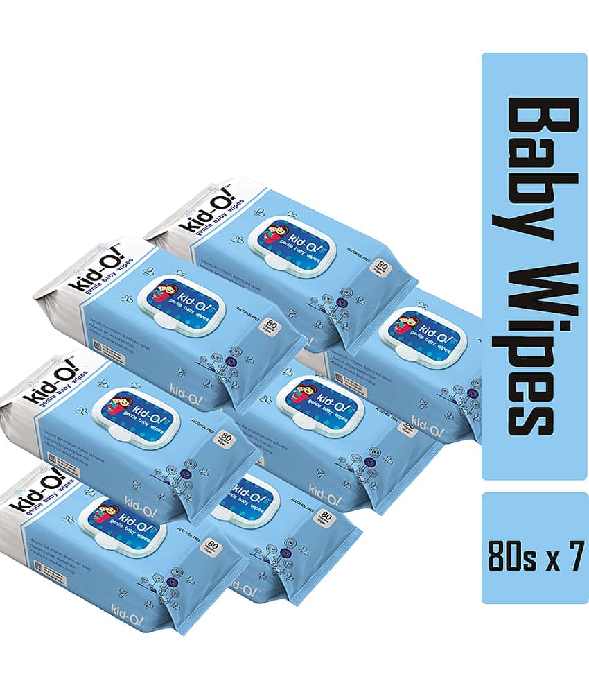 KidO Gentle Baby Wipes 80s (Blue-FT) (Pack of 7)