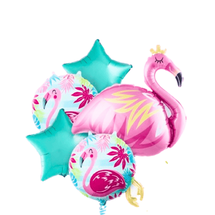 Flamingo Balloon Bouquet Set - - Helium Filled - 5PC