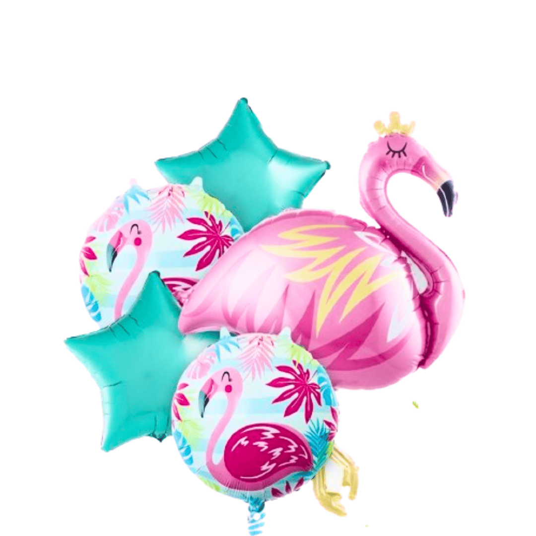 Flamingo Balloon Bouquet Set - - Helium Filled - 5PC