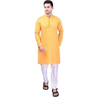 PrintCultr Men Kurta and Pant Set (Yellow) PrintCultr Men Kurta and Pant Set (Yellow)