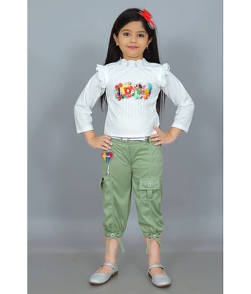 NEWSIFA Pack of 1 Girls Cotton Blend Top With Capris ( Green )