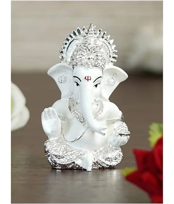 eCraftIndia White Textured Ganesha Figurine Showpiece