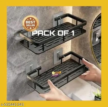 Maruti premium black metal bathroom shelf heavy duty powder coated rust proof wall mounted bathroom organizer rack self adhesive no drill storage shelf for shampoo soap conditioner toiletries modern bathroom accessoriespack of 1 Maruti premium black metal bathroom shelf heavy duty powder coated rust proof wall mounted bathroom organizer rack self adhesive no drill storage shelf for shampoo soap conditioner toiletries modern bathroom accessoriespack of 1