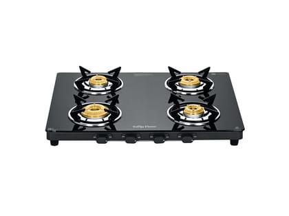 Surya Flame Creta Gas Stove 4 Burner Gas Stove, Brass Burners with Jumbo Option, Toughened Glass Top, Removable Drip Tray, Manual Ignition, 69%+ Efficiency, ISI Certified, 2-Year Warranty - Black Surya Flame Creta Gas Stove 4 Burner Gas Stove, Brass Burners with Jumbo Option, Toughened Glass Top, Removable Drip Tray, Manual Ignition, 69%+ Efficiency, ISI Certified, 2-Year Warranty - Black
