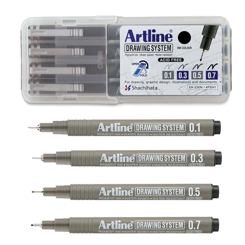 Artline Drawing System Pen Pack of 4 | Explore Various Drawing Techniques for Artists & Designers