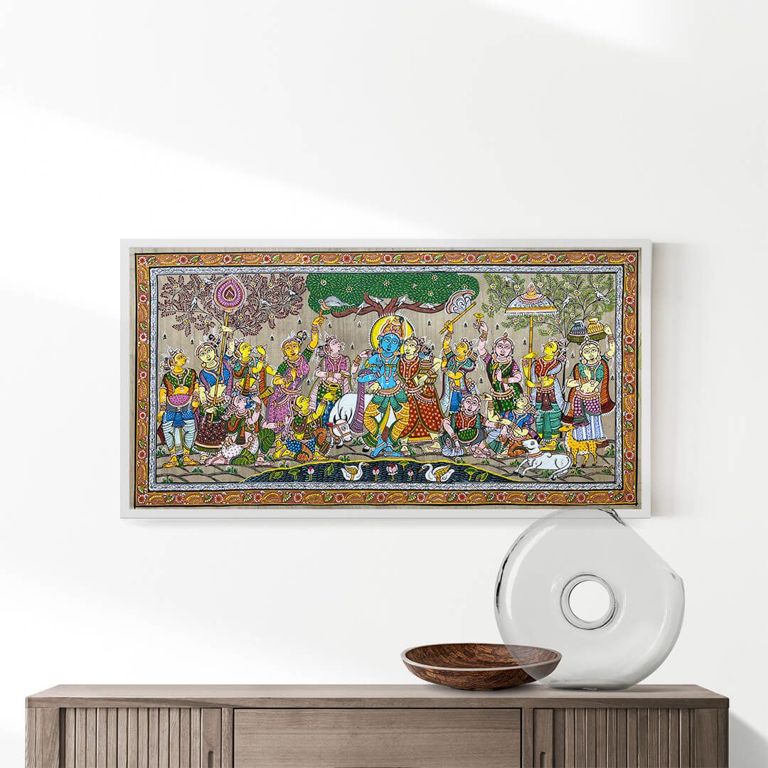 Krishna Rasleela Patta Tussar Painting