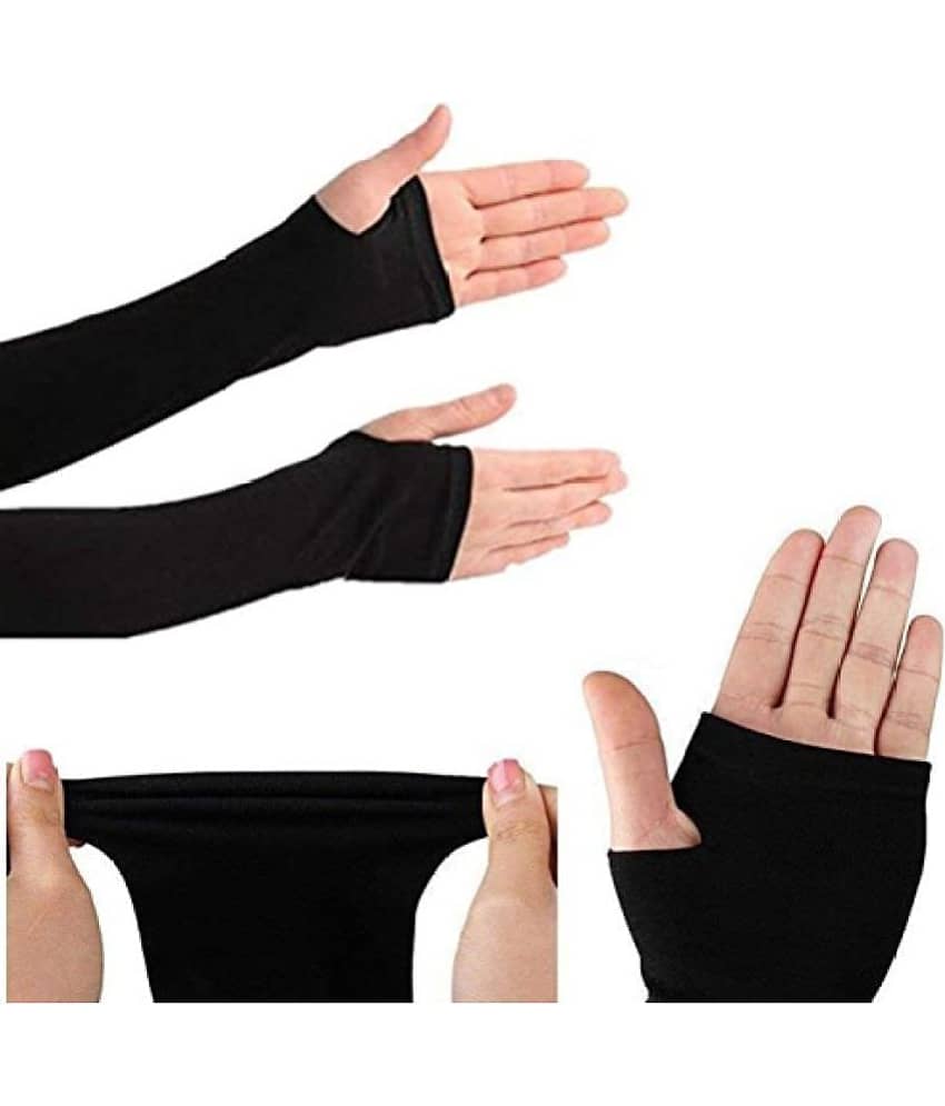 FSN - Black Solid Riding Sleeves ( Single Set )