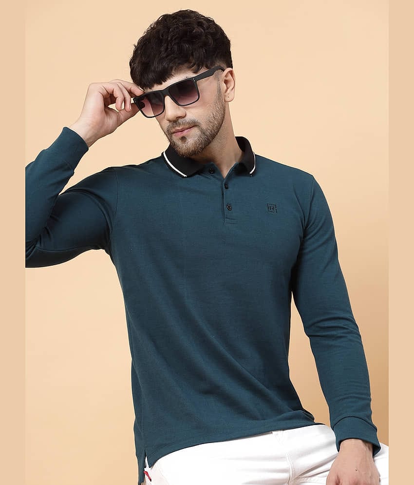 Rigo Pack of 1 Cotton Slim Fit Solid Full Sleeves Men's Polo T Shirt ( Wine )