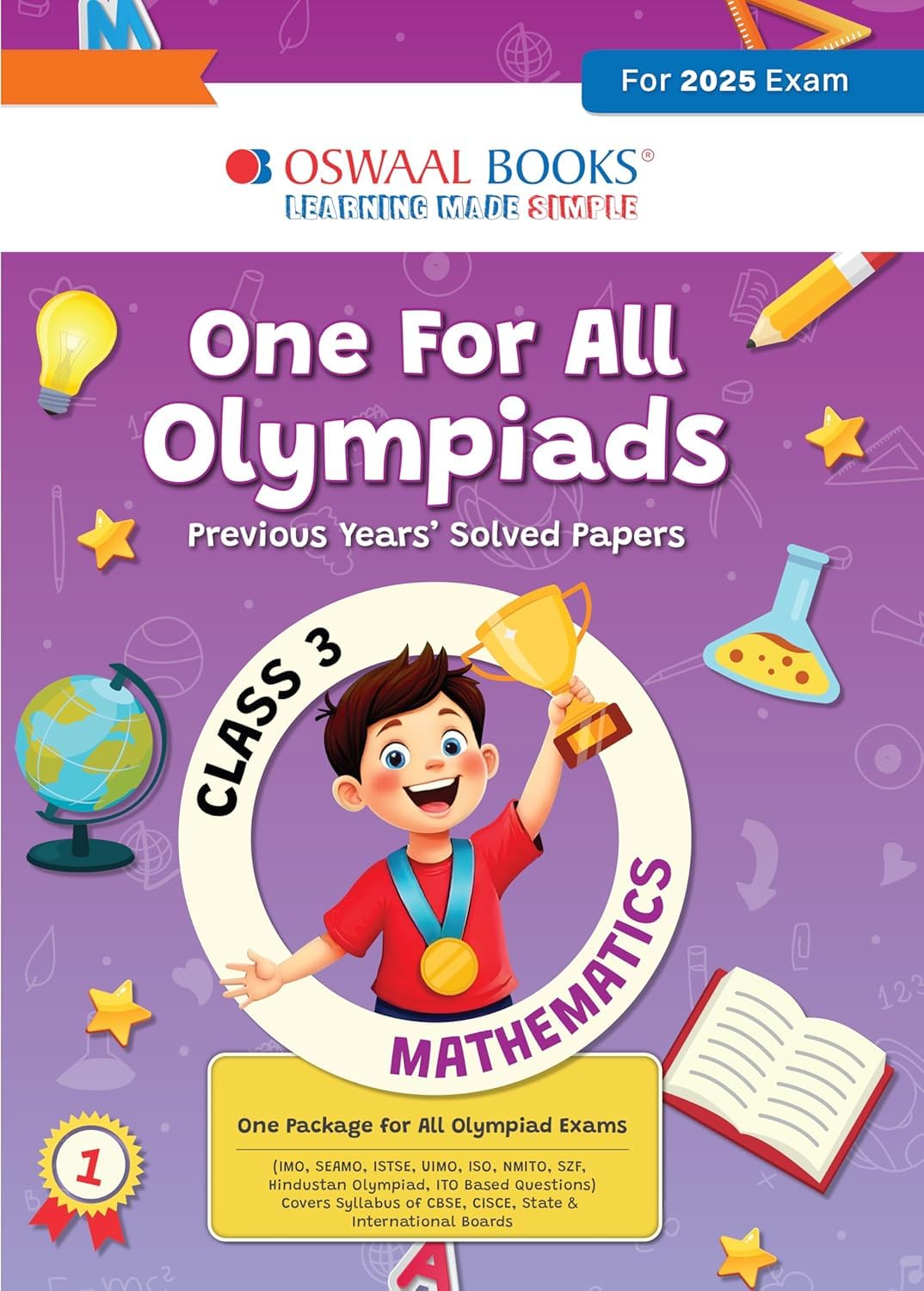 Oswaal One for all olympiads previous year solved paper Mathematic class 3 -2025 november exam include all boards syllabus [Paperback] Oswaal