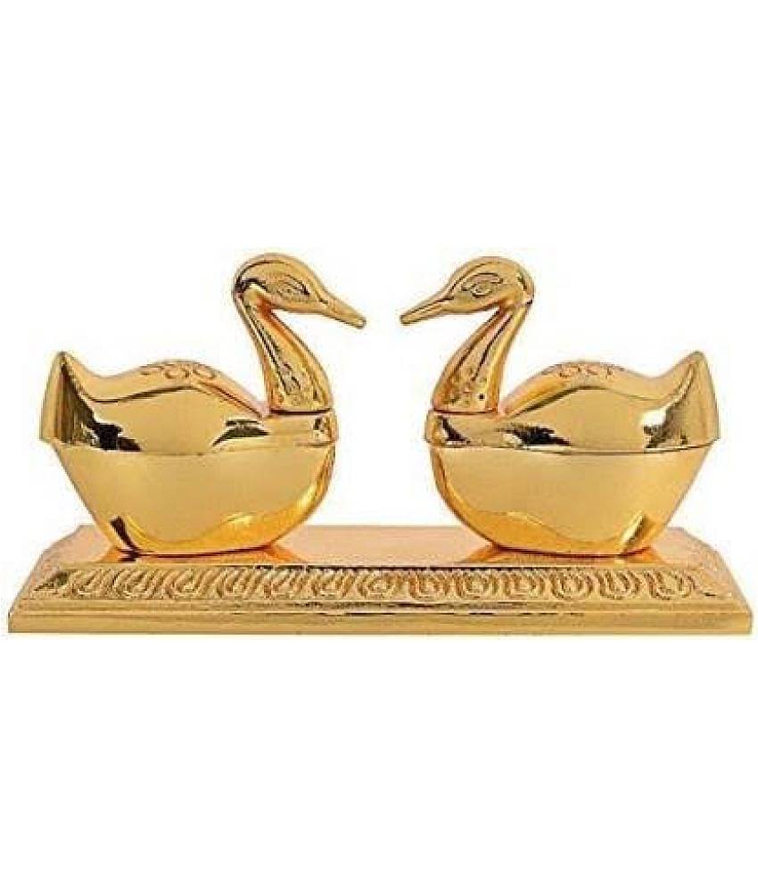 DvR ClicK Metal Rectangular Love Bird Chandan Roli Set (Golden, 4.5x2.5x2 Inch)