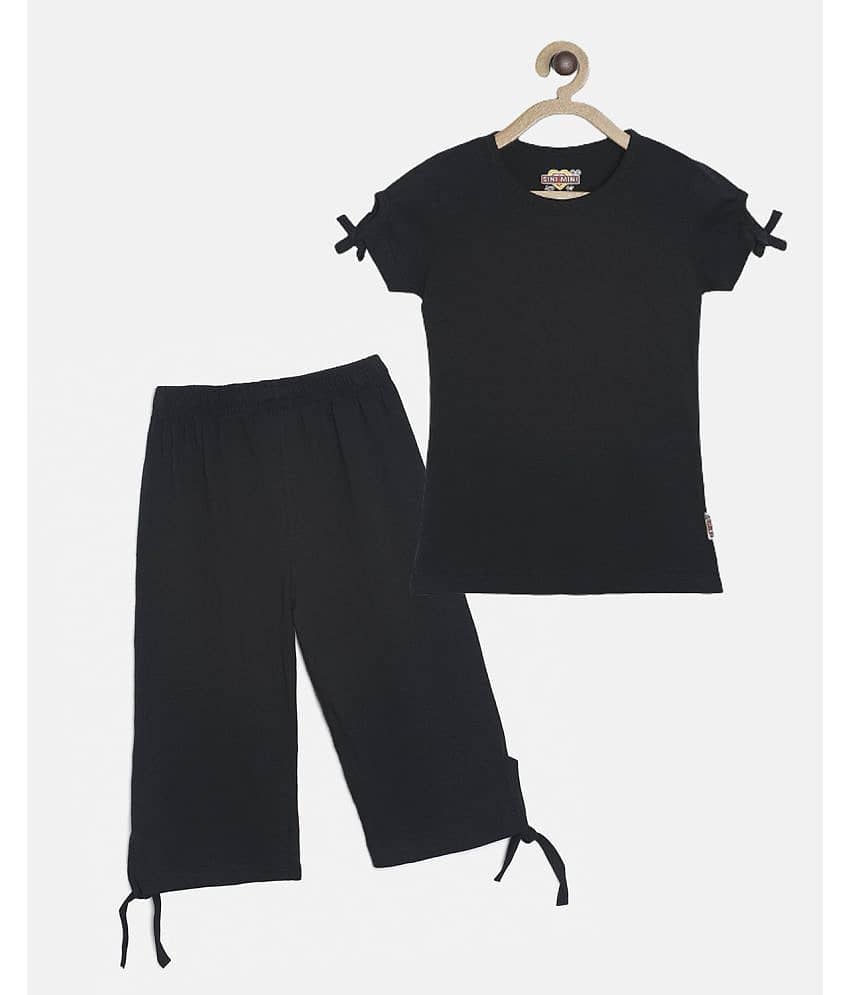 Sini Mini Pack of 2 Girls Cotton Shirt With Capris ( Black )
