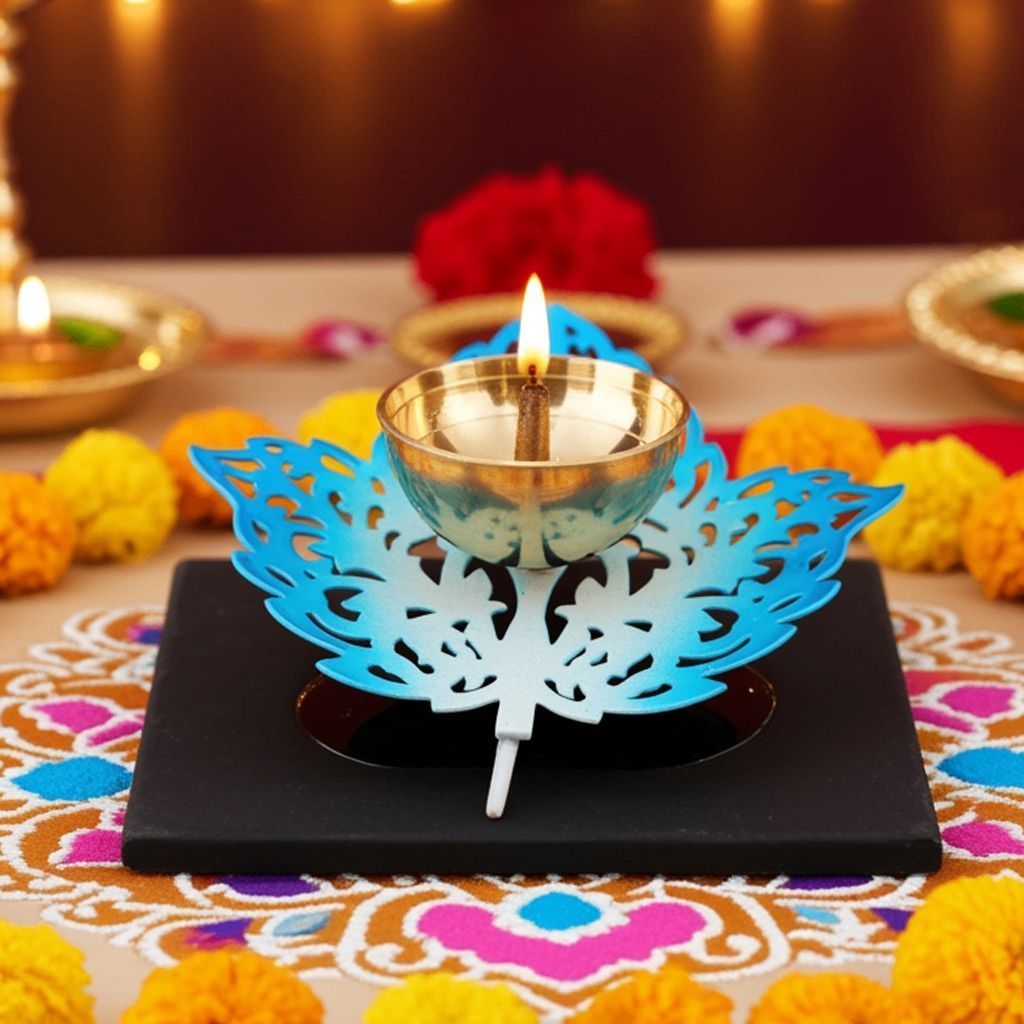 Brass & Iron Showpiece Table Decor Deepak (ZMAS485 A)