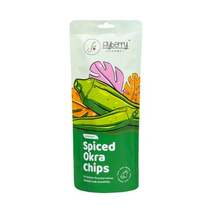 Flyberry Gourmet Healthy Vacuum Fried Okra Chips, 120g (Pack of 3x40g) | Less than 2% Rice bran oil Flyberry Gourmet Healthy Vacuum Fried Okra Chips, 120g (Pack of 3x40g) | Less than 2% Rice bran oil