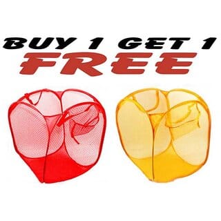 Shopper52 Buy 1 Get 1 Easy Laundry Clothes Flexible Hamper Bag With Side Pocket - ESYLNDYBG.