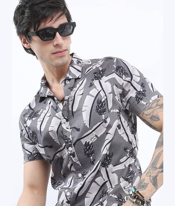 Ketch 100% Cotton Slim Fit Printed Half Sleeves Men's Casual Shirt - Grey ( Pack of 1 )
