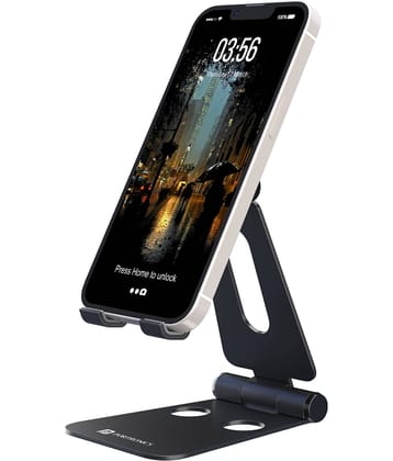 Portronics Modesk Flex:Dual Folding Mobile Holding Stand with Adjustable Angle & Height ,Black (POR 1603)