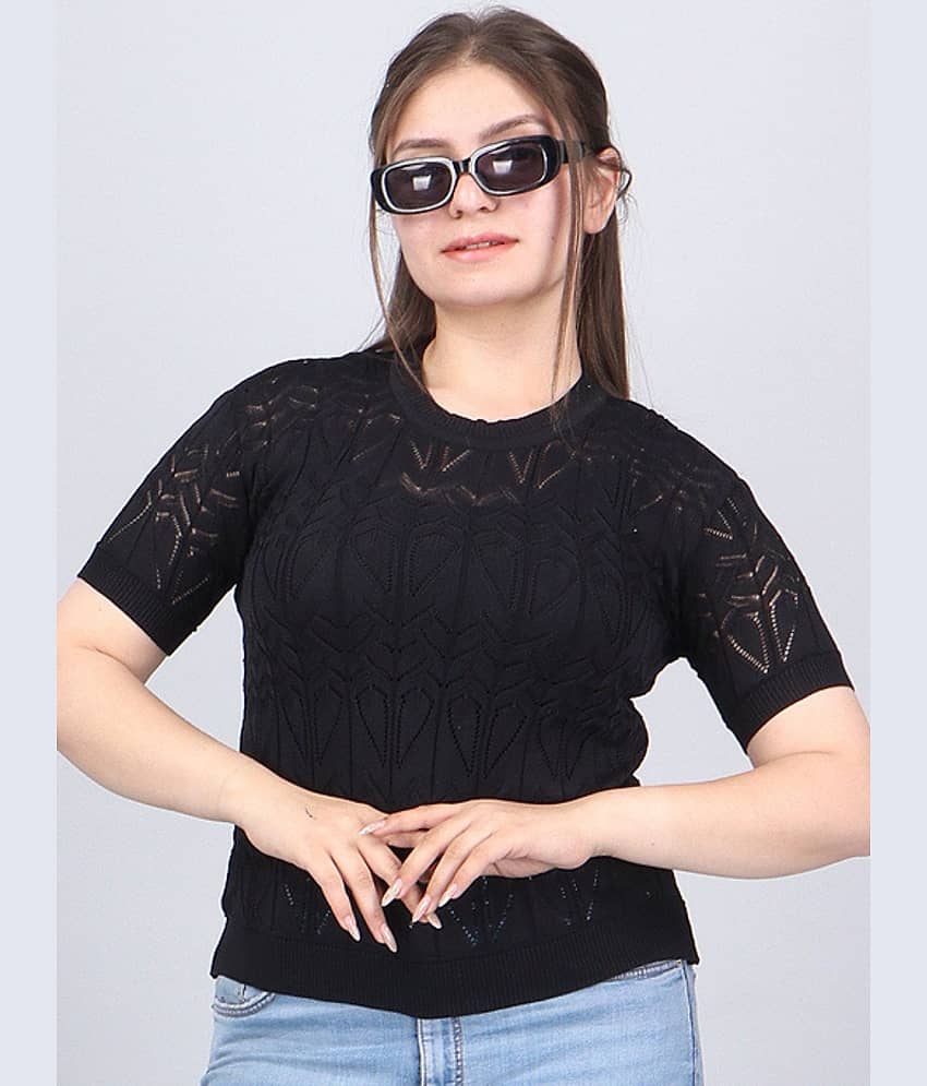 FEVERFEW Women's Cotton Blend Regular Top ( Black )