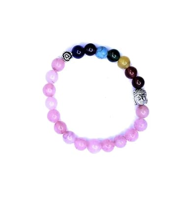 Yoga Bracelet Rose Quartz Bracelet for Men, Women, Boys & Girls Stylish Yoga Bracelet Rose Quartz Bracelet with Evil Eye for Unisex