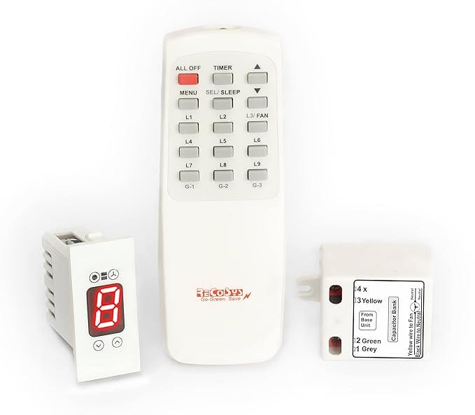 Remote Control Switch with Learning makes Compatible with all Wi-Fi IR Blaster to use with Alexa (Pro-With Timers,Sleep,Adv.L, 1 Fan Regulator-7-Step Humfree|Modular|White|)