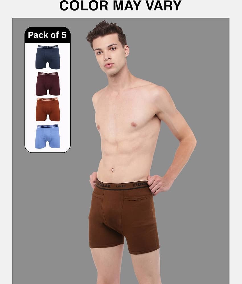 Dollar Lehar Mens Combed Cotton Trunk - Pack of 5 - (Colour May Vary)