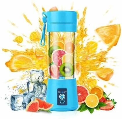Portable 6-Blade USB Rechargeable Juicer Blender Mixer, Smoothie Maker with Built-In Bottle, Personal Fruit Juice Machine & Protein Shake Mixer for Home, Travel & Gym (Blue)