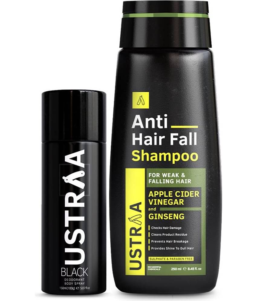 Ustraa Black Deodorant - 150ml & Anti- Hair fall Shampoo - 250ml
