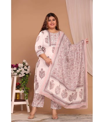 Avnii Cotton Printed Kurti With Pants Women's Stitched Salwar Suit - Peach ( Pack of 1 )