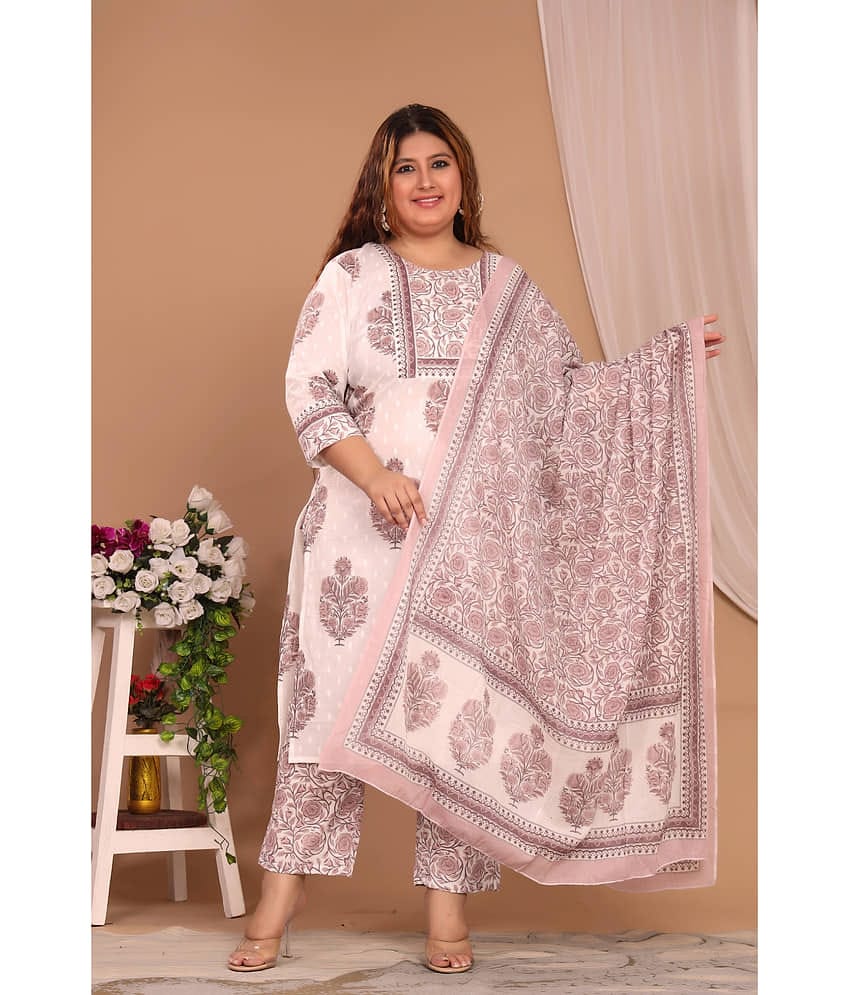 Avnii Cotton Printed Kurti With Pants Women's Stitched Salwar Suit - Peach ( Pack of 1 )