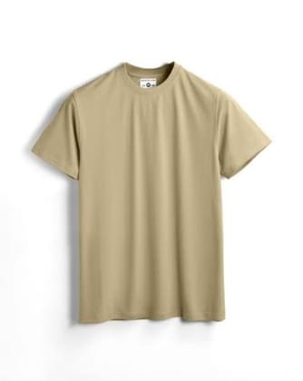 Essential Solid Beige Crew-Neck T-Shirt