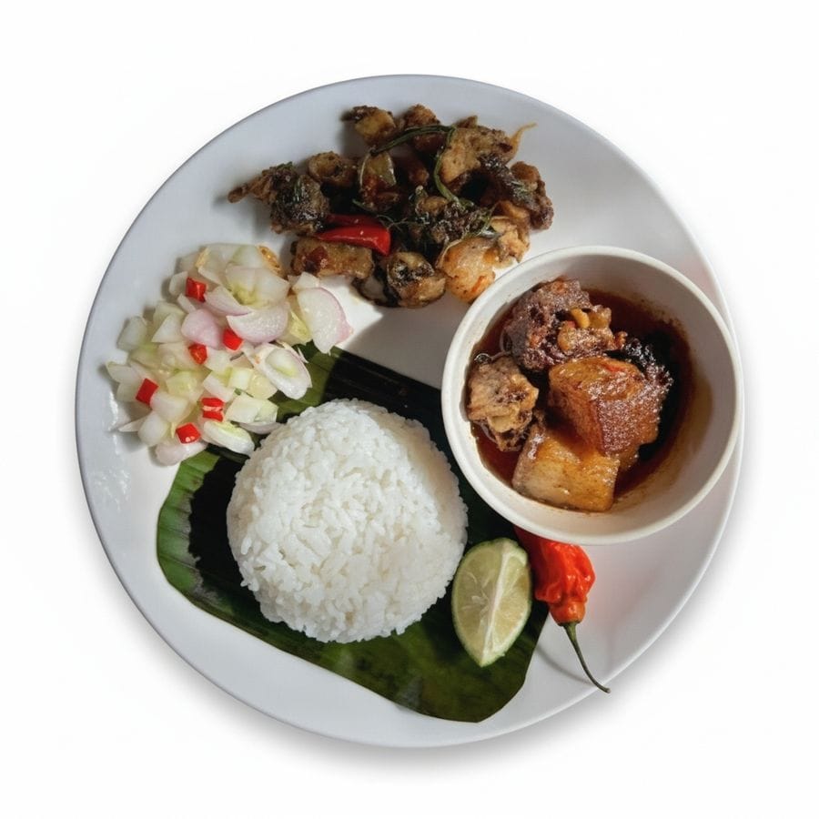 Pork Meat Platter with Rice - 800 gm - One portion meal platter