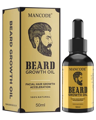 Mancode Ayurvedic Beard Growth Oil Accelerate 50ml | Beard Growth Booster Oil | Thicker, Fuller & Patchy Beard Solution with Natural Oils