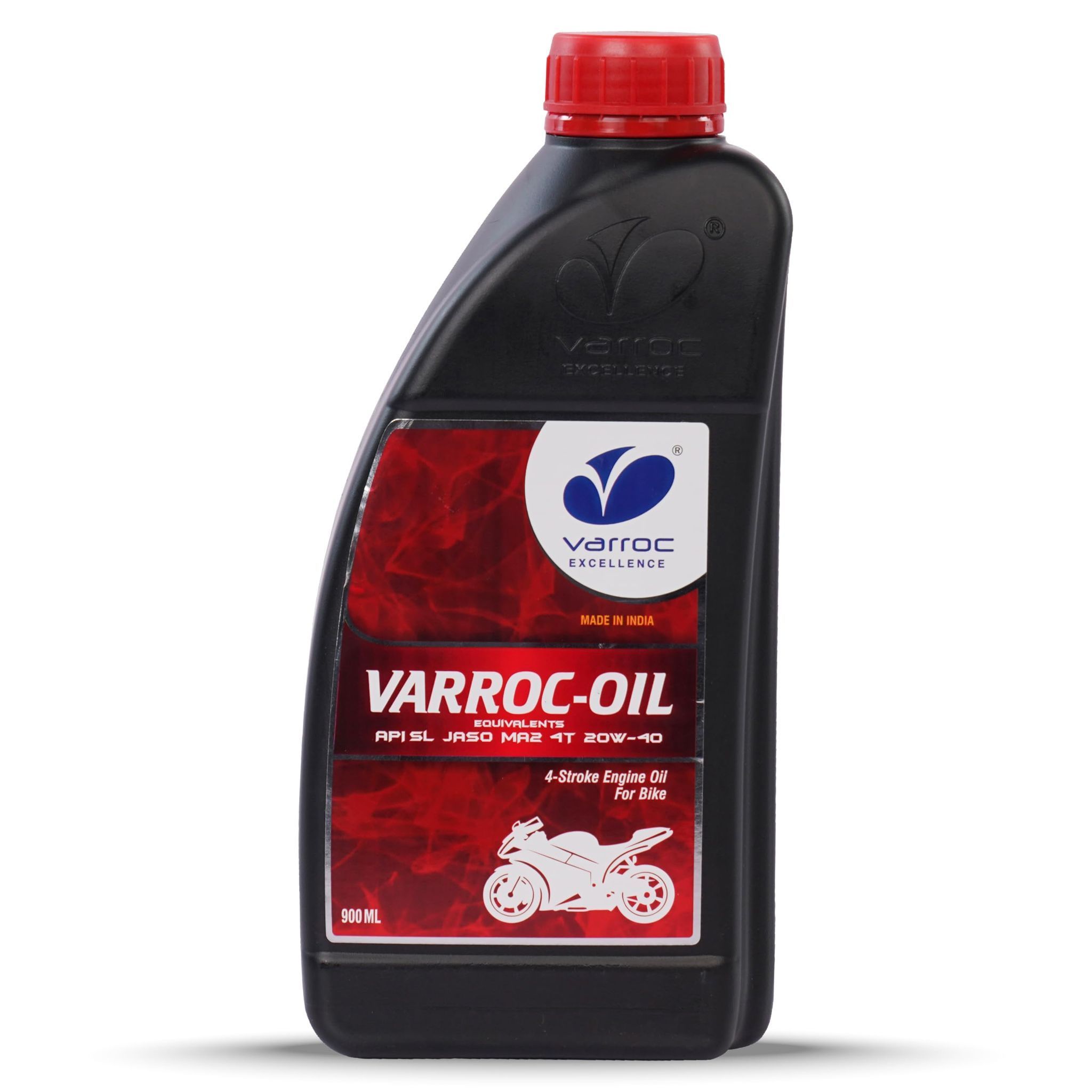 VARROC 20W40 4-Stroke Mineral Engine Oil, High Friction Modifiers, High Fuel Economy, Ideal for High Performance Bikes (900ML)