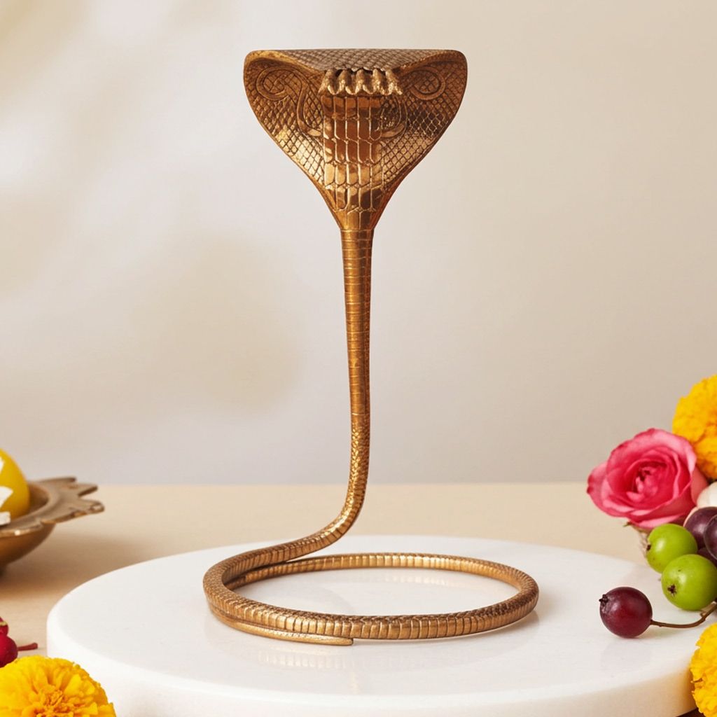 Brass Shivling Cobra � Extra Large Naga Dev Showpiece, 36, Height : 36.5 Inch (ZMAS312 M)